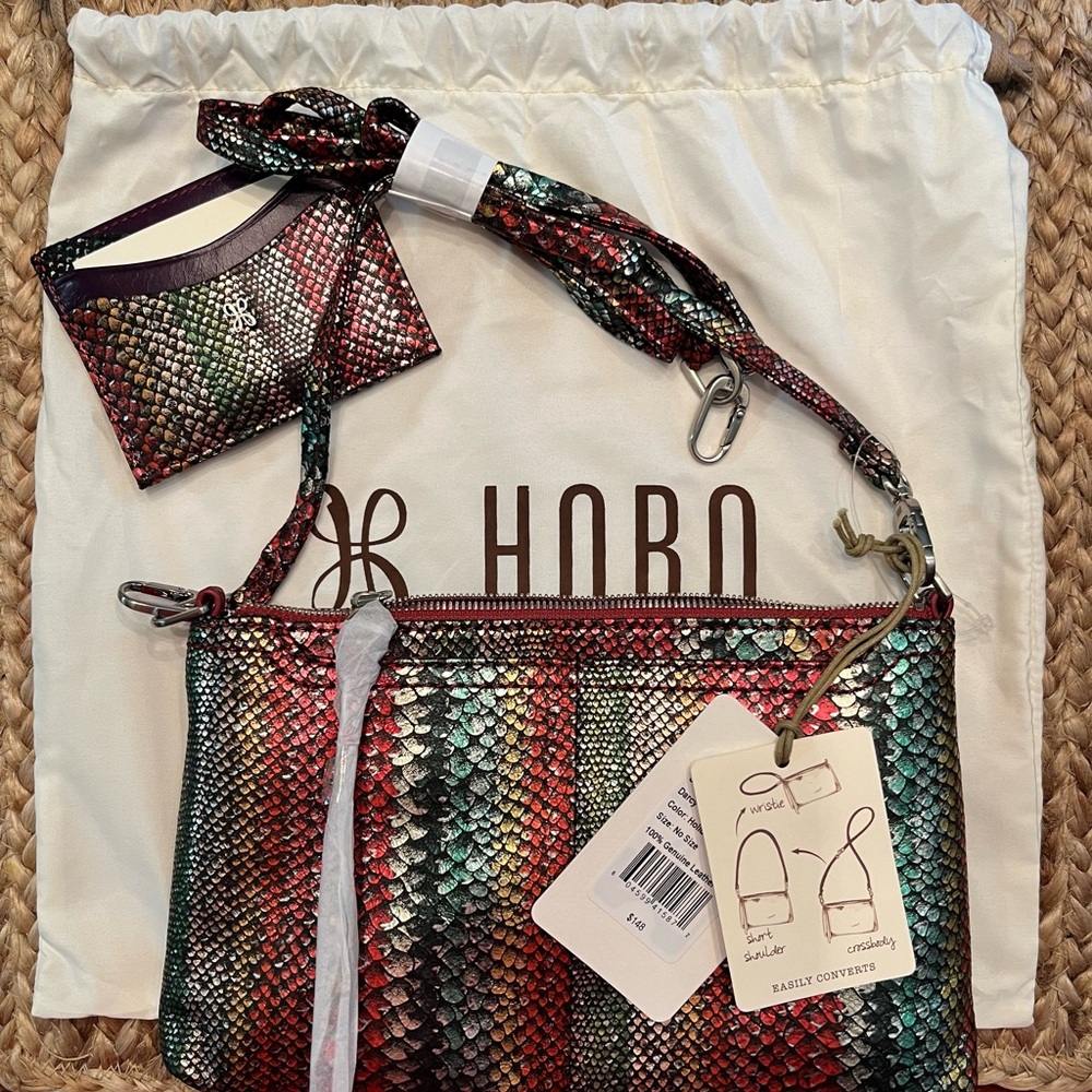 HOBO Colorful Snakeskin Crossbody Bag & Matching Card Case-SUPER DEAL!